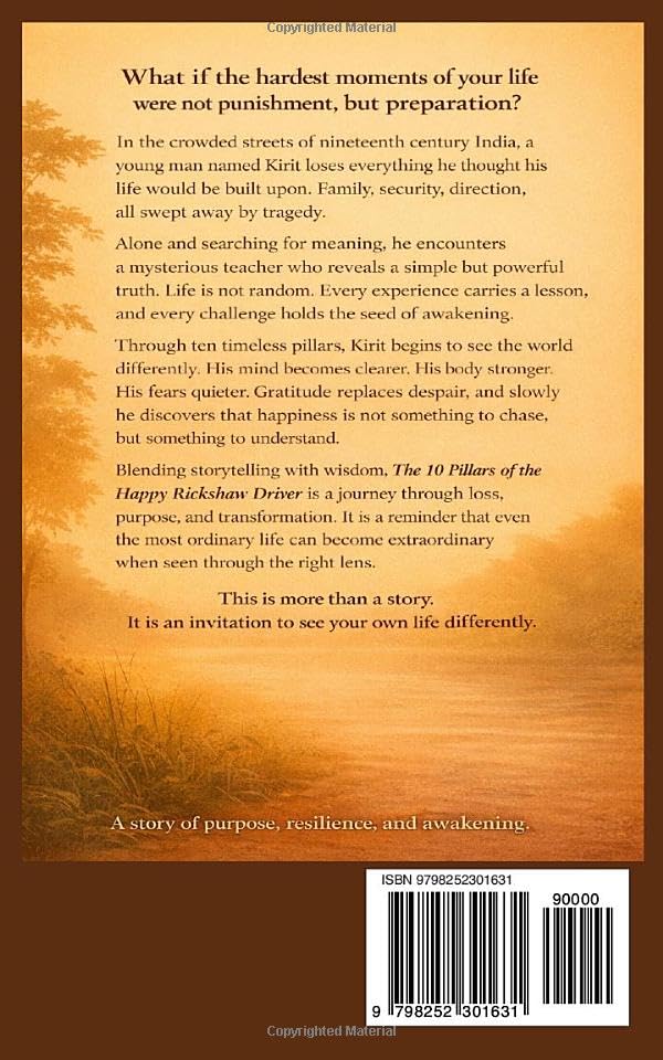 THE 10 PILLARS OF THE HAPPY RICKSHAW DRIVER Back cover by Kirit Thakore