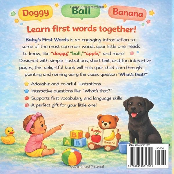 Baby&rsquo;s First Words: Back cover by Kirit Thakore