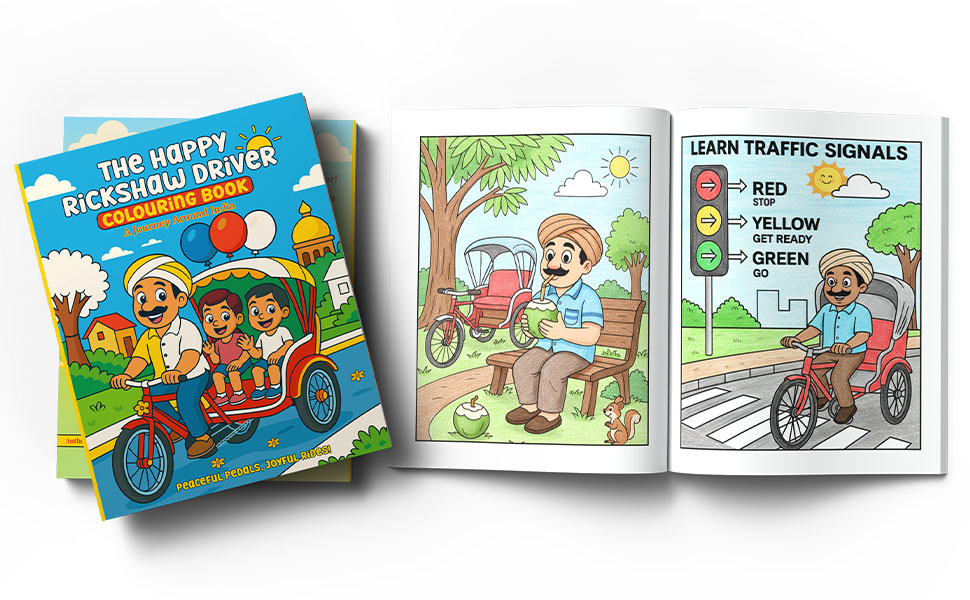 The Happy Rickshaw Driver Colouring Book by Kirit Thakore extra 3