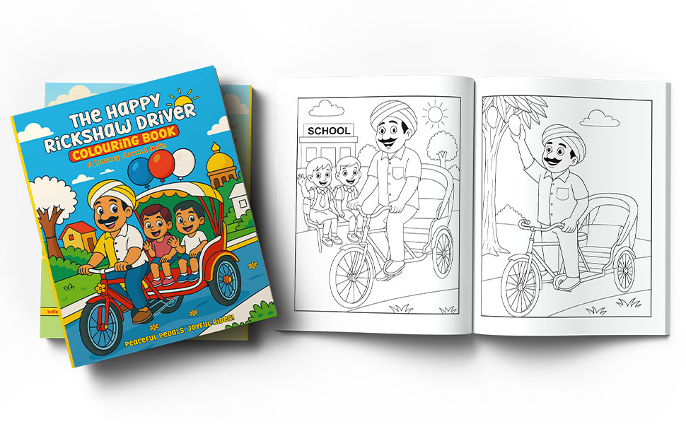 The Happy Rickshaw Driver Colouring Book by Kirit Thakore extra 4